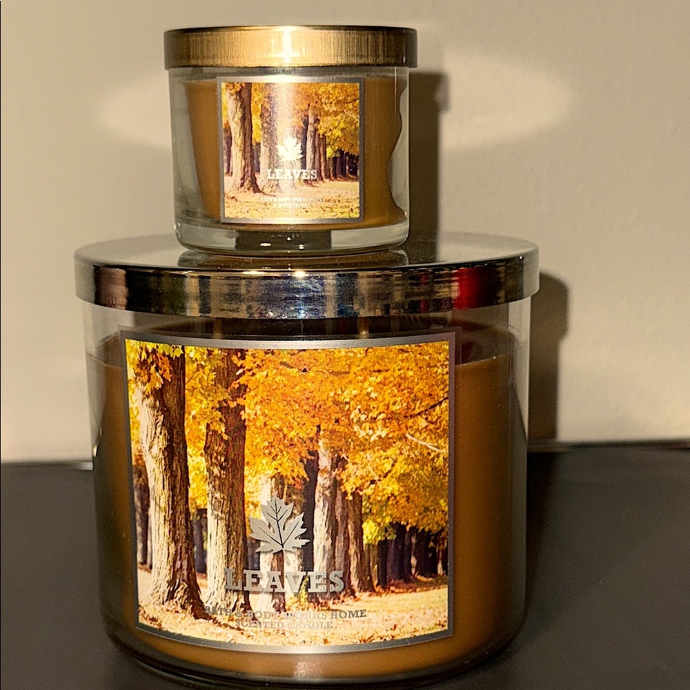 Leaves Scented Candle Set 
🍁RARE & HTF 3 WICK & MINI DUO🍁
2013 Collection
